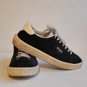Golden Goose Vulcanized Leather Black Suede Lowtop Sneakers Star GGDB Size 40